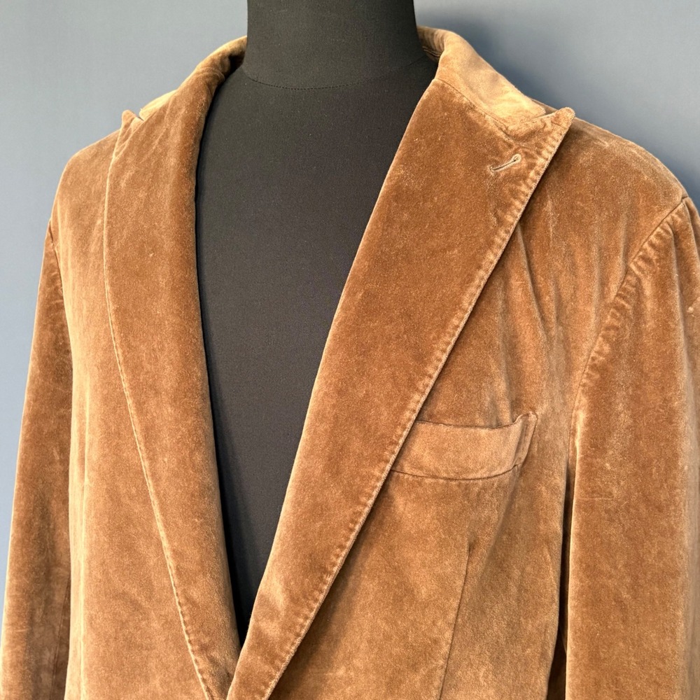 Eleventy 'Soft Jacket' Velvet Blazer Italy | Size 44R - EU 54 | Camel Beige